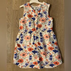 Old Navy Girl's Size 5T Blue & Pink  Floral Sleeveless Casual Cotton Dress
